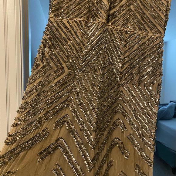 Nude beaded party gown - Picture 10 of 12
